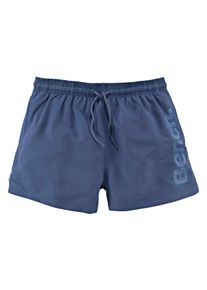 Bench. Herren Badeshorts, blau, Gr. M, unifarben, Microfaser, Polyester, Badehosen, mit seitlichem Logoschriftzug