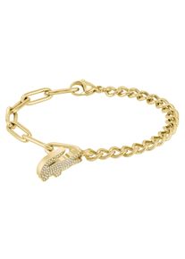 Lacoste Damen Armband "Schmuck Edelstahl Armband Ankerkette CROCODILE", Edelstahl, gold, Edelstahl, Armbänder, mit Glasstein