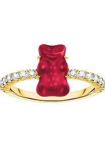 Thomas Sabo Damen Fingerring "Thomas Sabo x HARIBO Schmuck: Ring mit Goldbär", 60, Silber 925 (Sterlingsilber), 7mm, rot, Silber 925