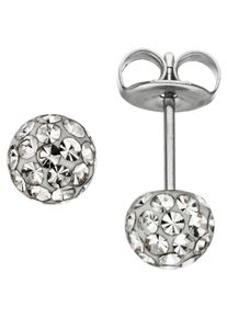 Jobo Damen Paar Ohrstecker, Edelstahl, silber, Edelstahl, Ohrringe, Edelstahl mit Kristallsteinen