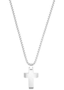 s.Oliver Herren Kette mit Anhänger "Halskette Kreuz, 2033914", Edelstahl, L: 60cm B: 2,5mm, silber, Edelstahl, B:2,5mm, Halsketten