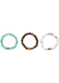 Firetti Damen Ring-Set "Multipack Schmuck Geschenk Damenring Kugel Zugband Edelstein Farbstein", 4,00 g, Messing, 3mm, bunt, Messing, Fingerringe,