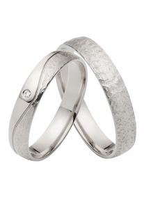 Firetti Trauring "Schmuck Geschenk Gold 750 Hochzeit Ehering "LIEBE"", 64, ohne Brillant, Weißgold 375, 4mm, weiß, Weißgold 375, Fingerringe, Made in