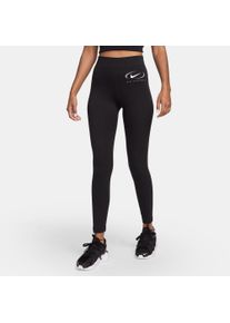Nike Sportswear Damen Leggings "W NSW LGGNG HR PRNT SWSH", schwarz, sportlich, Gr. L, Obermaterial: 61% Baumwolle, 33% Polyester, 6% Elasthan, Hosen