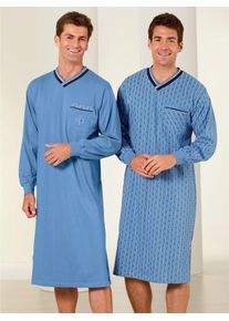 King´S Club KINGS CLUB Herren Nachthemd "Kurzarm-Nachthemden", Gr. 44, blau, 100% Baumwolle, unifarben, Kleider