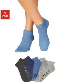 Arizona Damen Sneakersocken, Gr. 35, blau, Polyamid, Baumwolle, Elasthan, uni und gemustert, Socken, mit süßem Pfotendesign unter der Sohle