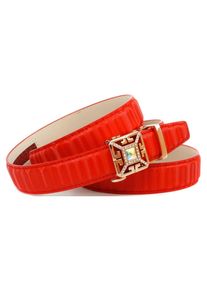 Anthoni Crown Damen Ledergürtel, rot, Gr. 90, gemustert, Leder, Gürtel, Gürtel aus innovativem Leder in 3D-Optik in rot