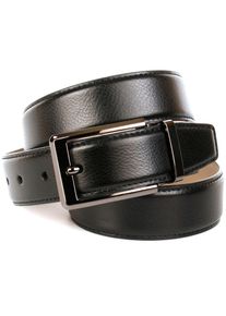 Anthoni Crown Damen Ledergürtel, schwarz, Gr. 95, unifarben, Leder, Gürtel, in Hirschprägung