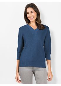 Inspirationen Damen Strickpullover "Pullover", blau, Gr. 36, unifarben, 100% Baumwolle, Pullover
