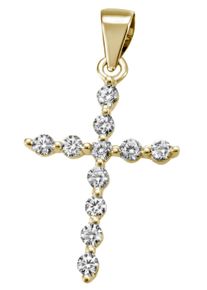 Firetti Damen Ketten-Anhänger "Schmuck Geschenk Silber 925 Halsschmuck Anhänger Kreuz", Silber 925 (Sterlingsilber), 1,20 g, gold, Silber 925