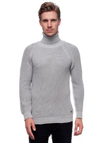 Rusty Neal Herren Rollkragenpullover, grau, casual, Gr. M, unifarben, 50% Baumwolle, 50% Polyacryl, Pullover, mit kuscheligem Rollkragen