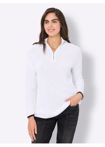 Heine Damen Strickpullover "Pullover", weiß, Gr. 36, gemustert, mehrfarbig, 100% Baumwolle, Pullover