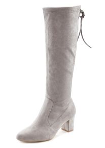 Lascana Damen Schlupfstiefel, Gr. 39, grau, Obermaterial: 100% Textilmaterial. Futter: 100% Textilmaterial. Decksohle: 100% Lederimitat. Laufsohle: