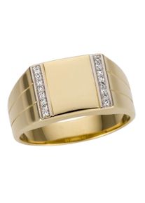 Firetti Herren Goldring "Schmuck Geschenk Gold 585 Herrenring Goldring", 21, 0,08 ct P2 = erkennbare Einschlüsse, Gelbgold 585-Diamanten, 11mm, weiß,