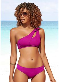 Bruno Banani Damen Bustier-Bikini, lila, Gr. 34, Recycling-Polyamid, Bikini-Sets, mit asymmetrischem Schnitt