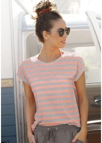 Vivance Damen Kurzarmshirt, bunt, modisch, Gr. 36, gestreift, Jersey, Obermaterial: 77% Polyester, 22% Viskose, 1% Elasthan, Shirts, mit