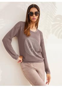 Heine Damen Ajourpullover "Pullover", grau, Gr. 36, gemustert, mehrfarbig, 100% Baumwolle, Pullover
