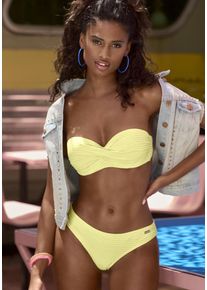 Venice Beach Damen Bügel-Bandeau-Bikini, gelb, Gr. 34, unifarben, strukturiert, Polyamid, Bikini-Sets, aus edler Strukturware