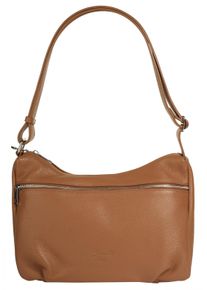 Samantha Look Damen Shopper, braun, Leder, unifarben, leicht glänzend, Taschen, echt Leder, Made in Italy