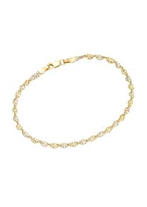 Luigi Merano Damen Armband "Armband Singapurkette bicolor, Gelbgold 375", 19cm, Gelbgold 375, gold, Gelbgold 375, Armbänder