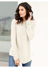 Inspirationen Damen Rundhalspullover "Pullover", beige, Gr. 36, unifarben, bedruckt, gemustert, metallic, 50% Baumwolle, 50% Viskose, Pullover