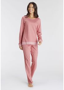 Vivance Dreams Damen Pyjama, Gr. 32, rosa, Single Jersey, Obermaterial: 50% Baumwolle, 50% Polyester, Homewear-Sets, mit gestreiften Bündchen