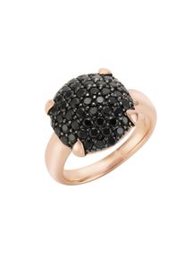 JAMELLI Damen Fingerring "925/- Sterling Silber rotvergoldet mit Onyx", 058 (18,5), Silber 925 (Sterlingsilber), gelb, Silber 925 (Sterlingsilber),