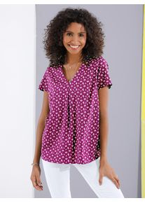Classic Basics Damen Druckbluse, pink, Gr. 42, gemustert, mehrfarbig, 100% Polyester, Blusen