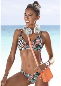 Venice Beach Damen Bikini-Hose "Maia", grün, Gr. 34, bedruckt, Animalprint, Polyamid, Badehosen, mit hohem Beinausschnitt