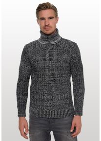 Rusty Neal Herren Rollkragenpullover, schwarz, casual, Gr. M, meliert, 70% Polyacryl, 30% Baumwolle, Pullover, im angesagten Strickdesign