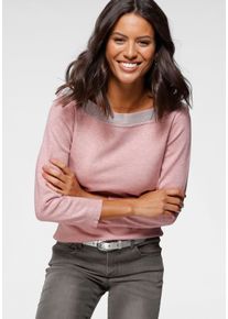 Laura Scott Damen Strickpullover, rosa, feminin, Gr. 44, meliert, Feinstrick, Obermaterial: 70% Viskose, 30% Polyamid, Pullover, mit U-Boot Ausschnitt