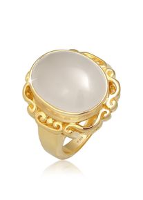 Elli Premium Damen Fingerring "Mondstein Vintage Ornament Edelstein 925 Silber", 58mm,mit Steinen, Silber 925 (Sterlingsilber), gold, Silber 925
