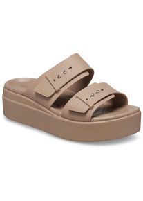 Crocs Damen Pantolette "Brooklyn Low Wedge", Gr. 41, braun, Croslite, modisch, Schuhe, Plateau, Sommerschuh, Schlappen mit Schnallenverschluss