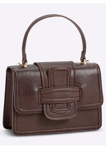 Heine Damen Handtasche, braun, Polyurethan, Metall, unifarben, gemustert, animal-print, Taschen