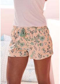 Lascana Damen Schlafshorts, Gr. 36, rosa, Single Jersey, Obermaterial: 60% Polyester, 36% Viskose, 4% Elasthan, geblümt, feminin, Hosen, im Blumen