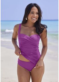 Lascana Damen Bikini-Hose "Comfy", lila, Gr. 36, unifarben, Recycling-Polyamid, Badehosen, in höherer Schnittform