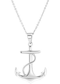 Firetti Damen Kette mit Anhänger "Schmuck Geschenk Silber 925 Halsschmuck Halskette Ankerkette Anker", Silber 925 (Sterlingsilber), L: 45cm B: 1mm,