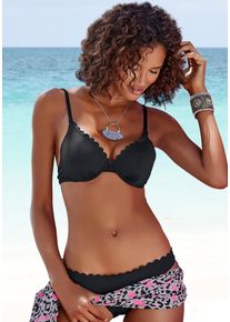 Lascana Damen Bügel-Bikini-Top "Scallop", schwarz, Gr. 34, unifarben, Microfaser, Microfaser, Bikini-Oberteile, mit Wattierung