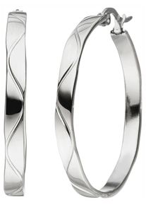 Jobo Damen Paar Creolen, Edelstahl, silber, Edelstahl, Ohrringe, aus Edelstahl 34 mm