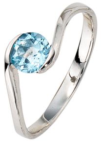 Jobo Damen Goldring, 54, Weißgold 333, weiß, Weißgold 333, Fingerringe, 333 Weißgold mit Blautopas