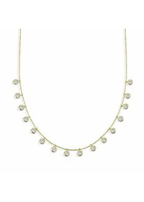 dKeniz Damen Kette mit Anhänger "925/- Sterling Silber vergoldet funkelnde Halskette", 42cm + 3cm, Silber 925 (Sterlingsilber), L: 45cm B: 4.2mm,