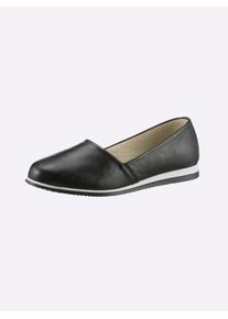 Heine Damen Slipper, Gr. 40, schwarz, Leder, Leder, sportlich, Schuhe