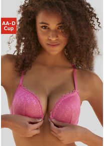 Vivance Damen Push-up-BH, Gr. 75, pink, Spitze, Obermaterial: 78% Polyamid, 22% Elasthan, feminin, BHs, mit feiner Spitze und praktischem
