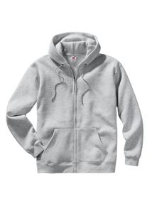 Herren Kapuzensweatjacke, grau, Gr. 4, Fruit of the Loom, 80% Baumwolle, 20% Polyester, Sweatjacken
