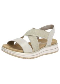 Remonte Damen Riemchensandale, Gr. 42, beige, Veloursleder, sportlich, Schuhe, Sommerschuh, Sandalette, Keilabsatz, mit praktischem Gummizug