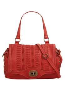 Samantha Look Damen Henkeltasche, rot, Leder, Taschen, echt Leder, Made in Italy