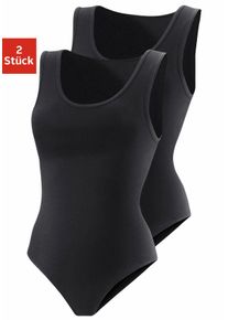Vivance Damen Shirtbody, Gr. 32, schwarz, Obermaterial: 95% Baumwolle, 5% Elasthan, unifarben, Basic, Bodies, aus elastischer Baumwoll-Qualität