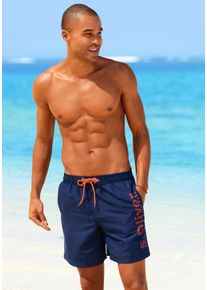 s.Oliver Herren Badeshorts, blau, Gr. S, Microfaser, Polyester, Badehosen, mit trendigem Logoprint