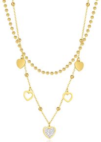 Firetti Damen Kette mit Anhänger "Schmuck Geschenk Hearts Charm", Edelstahl, L: 46cm, gelb, Edelstahl, Halsketten, mit Zirkonia (synth.)