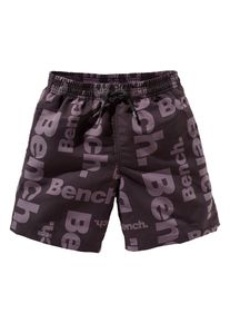 Bench. Kinder Badeshorts, schwarz, Gr. 110, unifarben, Microfaser, Polyester, Badehosen, mit allover Logodruck